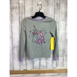 Dream Life Youth Girls Unicorn Long Sleeve Sleepwear Shirt Top Gray Size 14